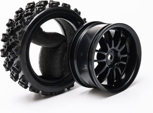 JIUWU 4pcs RC 1:10 Rubber Tires - Car Crossing Wheels Rims Hex 12MM, Black