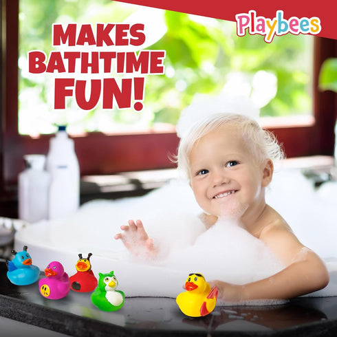 12 Pack Summer Playbees Rubber Ducks in Bulk Assortment Duckies Kids Baby Bath Shower Toys Jeep Ducking Floater Beach