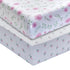 EVERYDAY KIDS 2 Pack Fitted Girls Crib Sheet 28in x 52in - 100% Soft Breathable Microfiber, White and Pink with Flowers