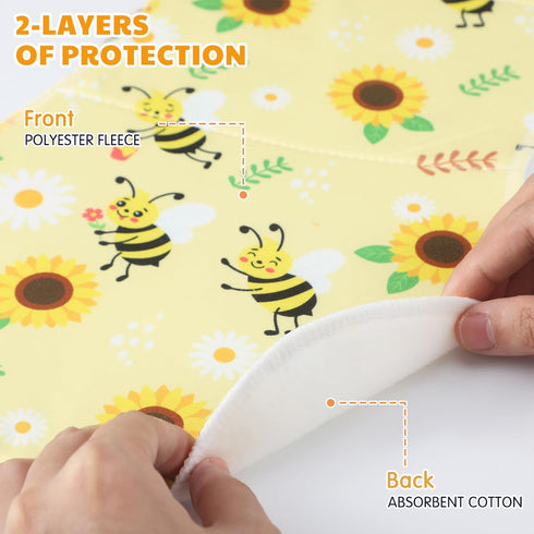 5 Pack 19"x9" Set SmoothNovelty Bee Pattern Baby Burp Cloths Soft Absorbent Burping Rags for Newborns Spit up Cloths