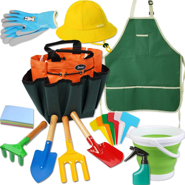 Doiaz Kidz Gardening Set -Real Metal Gardening Tools Kit for Childrenz Includes Sturdy