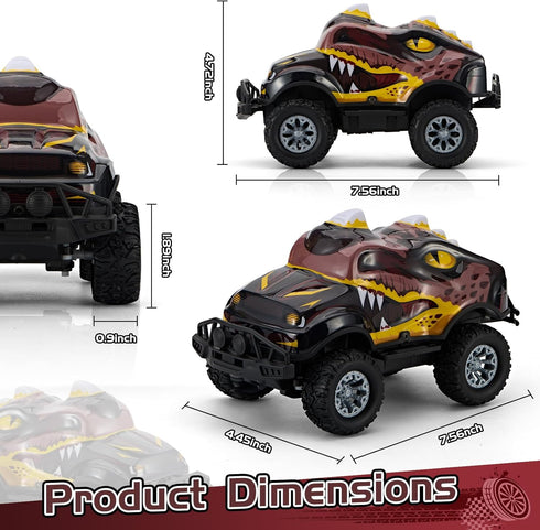 2.4GHz 1:20Scale, Dinosaur-Shaped Off-Road Vehicle Remote Control Cool Off-Road Vehicle Truck, RC Car with LED Lights