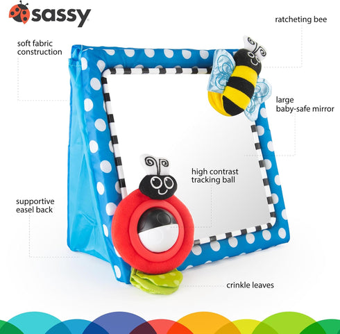 Sassy Tummy Time Floor Mirror, Developmental Baby Toy, Newborn Essential, Great Shower Gift, 0+ Months