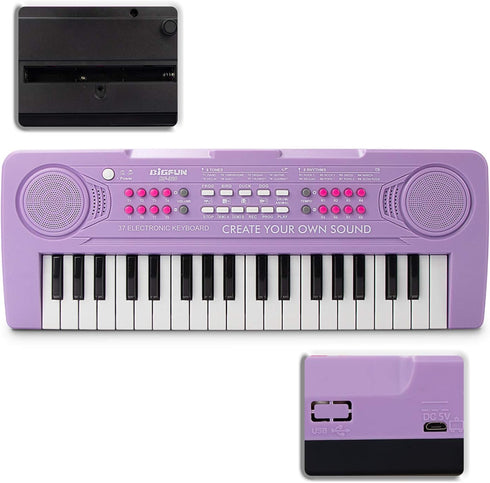 BIGFUN Kid Keyboard Piano - 37 Keys Multifunction Music Educational Instrument Toy for Kids 3-8 (Purple)