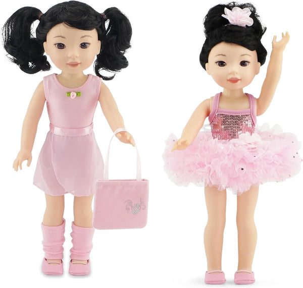 Emily Rose 14 Inch Fashion Doll Clothes 9-PC Ballet Essentials Bundle with