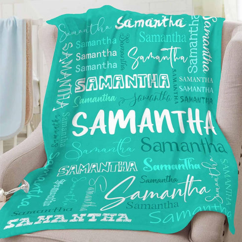 80x60inch D-Story Personalized Baby Blankets with Names, Custom Baby Girls Blanket Initial Swaddle Blanket
