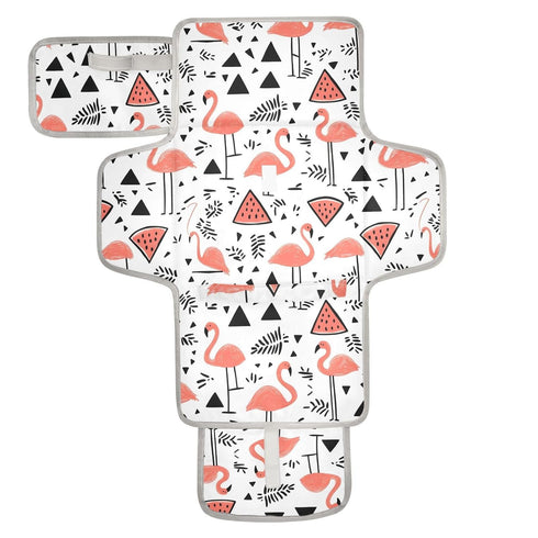 Kagirah Flamingo Fizz Pattern Portable Changing Pad with Built-in Pillow, Waterproof Foldable Baby