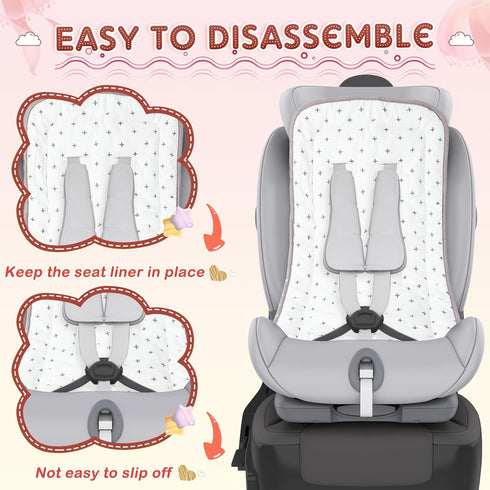 2 Pcs Baby Stroller Seat Liner Accessories, Reversible Cotton Cushion for Newborn Car Seat, Breathable Stroller Mat