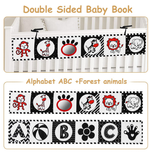 Vicloon High Contrast Black and White Baby Toys, Soft Baby Book for Newborns 0-12 Months, Infant Tummy Time Sensory Toys