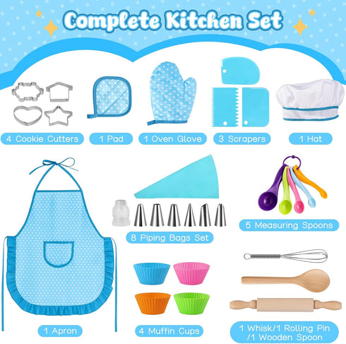 Sets, 32PCS LovesTown Kids Cooking and Baking Play Kitchen Accessories Pretend Play Toys for Toddler Birthday for Boys