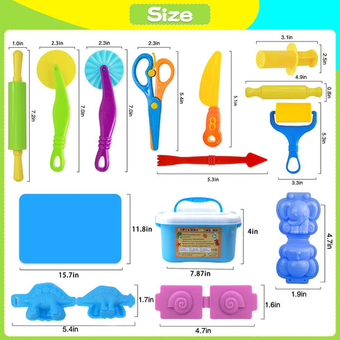 Wxqfumy Set, 31 3D Dough Tool Pcs Basic Dough Tools Kits for Kids, Dough Accessories Includes Storage Container, Mat