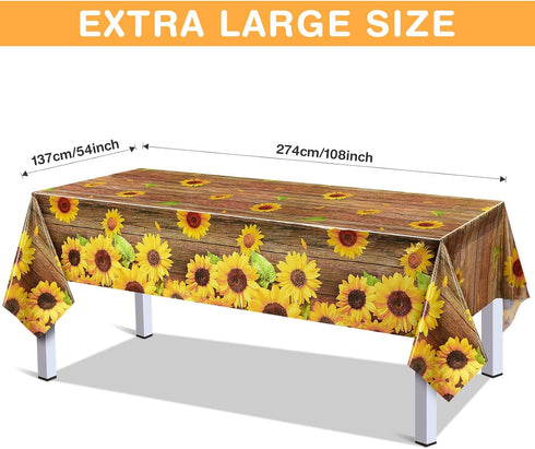 Breling Sunflower Tablecloth Decorations, Plastic Sunflower Picnic Table Cover for Birthday Baby Shower Party Supplies