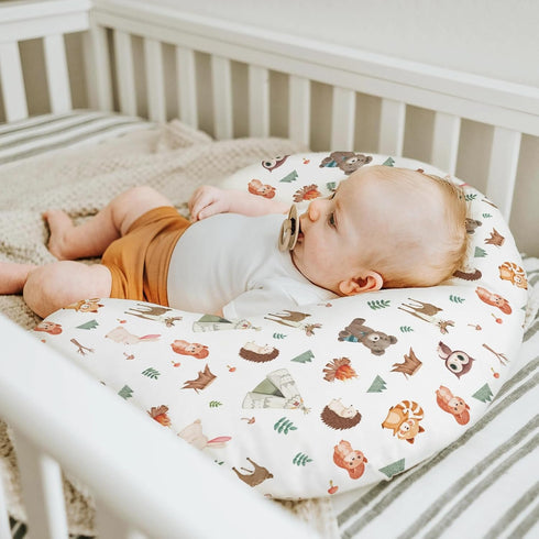 Camping Animals Baby Nursing Pillow Covers for Boy Girl Bear Deer Raccoon Squirrel Bunny Hedgehog Owl Nursery
