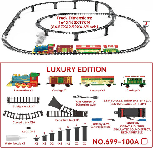 Set Set Set 3 4 5 6 7 8+ Train - Train Toys for Boys with Smokes, Lights and Sound, Toy Train for Under Christmas Tree