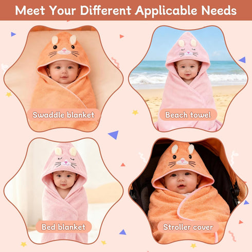 Jaseppor 10 2 8 Swimming PCS Baby Bath Towels, PCS Soft Hooded Towels & PCS Washcloths - Ultra Soft, Super Absorbent