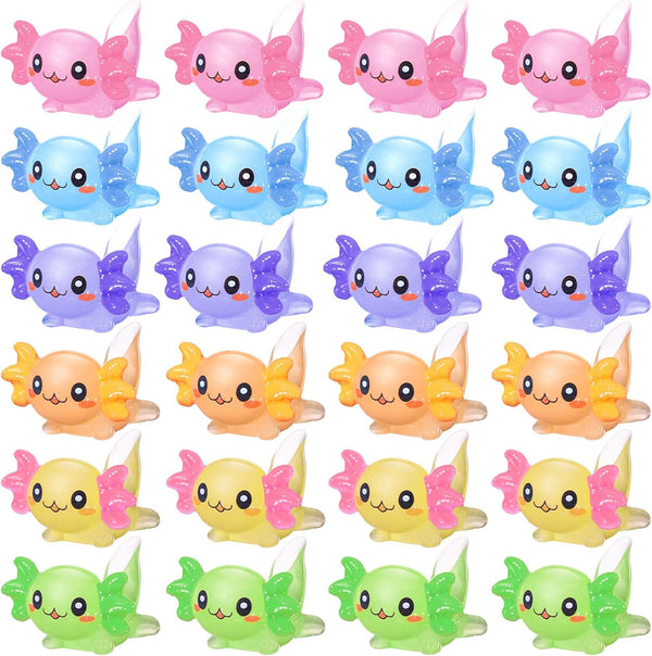 Junkin 150 Pcs Mini Axolotl Figures Charms Miniature Resin Axolotl Figurines Tiny