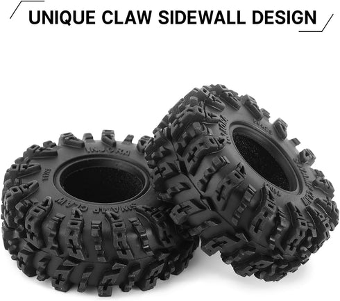 INJORA 1.0 Tires - S5 Swamp Claw Mud Terrain Tires for TRX4M AX24 SCX24 FCX24 1/18 1/24 RC Crawler Car