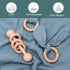 Baby Lovey, Wood Rattle, Teether Ring - 3 Pack Montessori Gift, Navy Blue Cotton, Baby Shower Gift