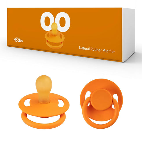 Natural Rubber Pacifier by LoveNoobs, 4 Pack, Pacifiers 0-6 Months, Baby Starter