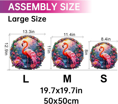 Flamingo Wooden Jigsaw Puzzles for Adults - 100 Pieces - Unique Animal Shape Wood Cut Puzzles
