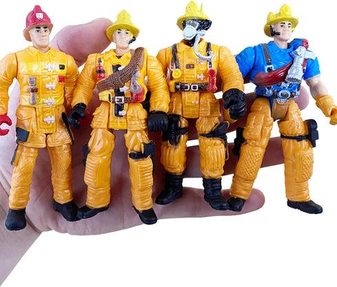 ONEST 12 Pieces Firefighter Action Figures, 4" Toys with Hats & Accessories for Teens Party Decoration