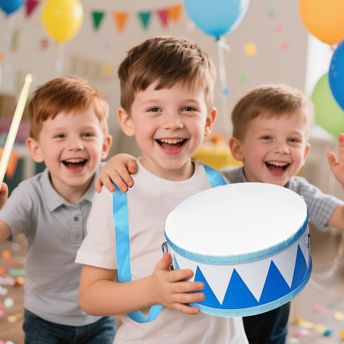 Set,8" 2 Kids Drum Wooden Drum Toys with Adjustable Strap and Drumsticks,Sensory Musical Instrument for Toddler Boys