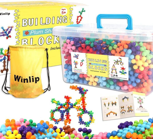 Winlip 330 pcs Building Blocks, Educational Stem Toys, Interlocking Solid Plastic Sets for Preschool Toddlers, Girls &