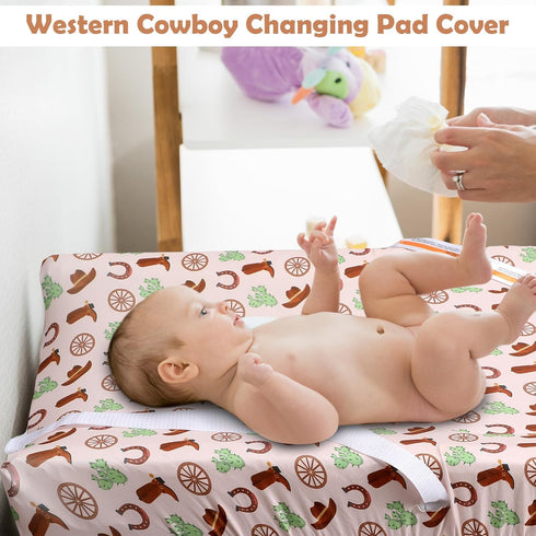 4 32 16 5 Inch CroBlissful Pcs Western Stretchy Baby Changing Pad Covers for Boys and Girls Soft Diaper Changing Table