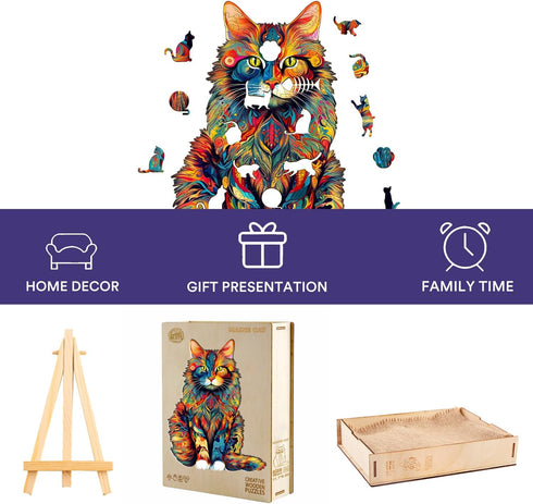 Wooden Puzzle for Adults, Unique Animal Shape Jigsaw Puzzles, Challenging 300 Pcs Gift (L-16.5 * 13.2in)