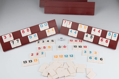Rummy 4 106 Rummy Set 4 Doublefan Cube Player Edition, Cube Game with with Plastic Racks in Portable Aluminum Case