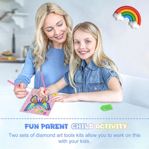 Diamond Art Kits for Kids - Crafts for Girls 8-12, Diamond Art Painting with Wooden Frame for Ages 4-10