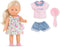 Corolle Mini Corolline Rosy 8" Doll Gift Set with Hair Brush and Extra Outfit for Kids Ages 3 Years and Up