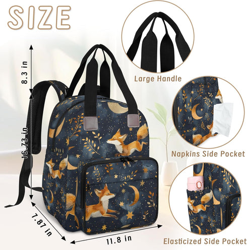 Shoblo Backpack Forest Foxes Diaper Bag for Travel, Waterproof Diaper Bag with Insulated Bottle Pockets & USB Port