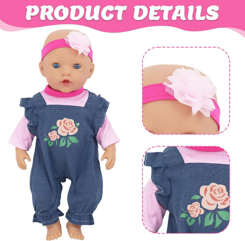 4 Sets Baby Doll Clothes for 14-18 Inch Dolls, Fashion Clothes Dresses and Accessories for New Born Baby Dolls