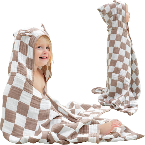 Ultra-Soft Muslin Toddler Hooded Towel - 55 x 28 Inches, Ideal for
