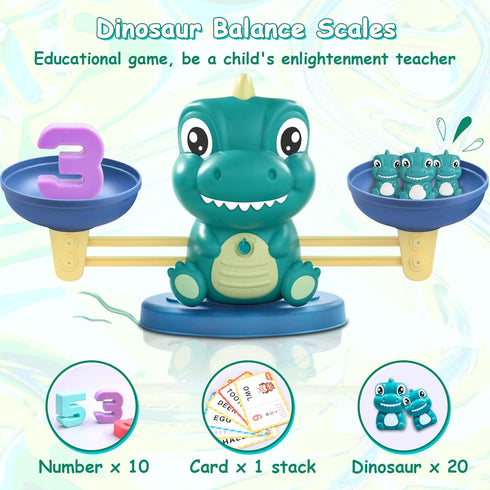 3 4 5 6 7 Kaodezhu Dinosaur Math Balance Toys - Montessori Toys for Years Old Kids, Learning and Educational Toys