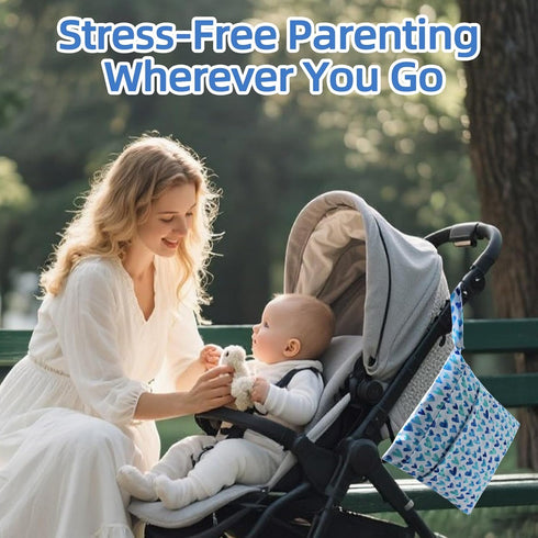 Waterproof Wetbag, Wet Bags for Baby Cloth Diapers and Soiled Clothes, Reusable Wet Bag for Swimsuit and Towels