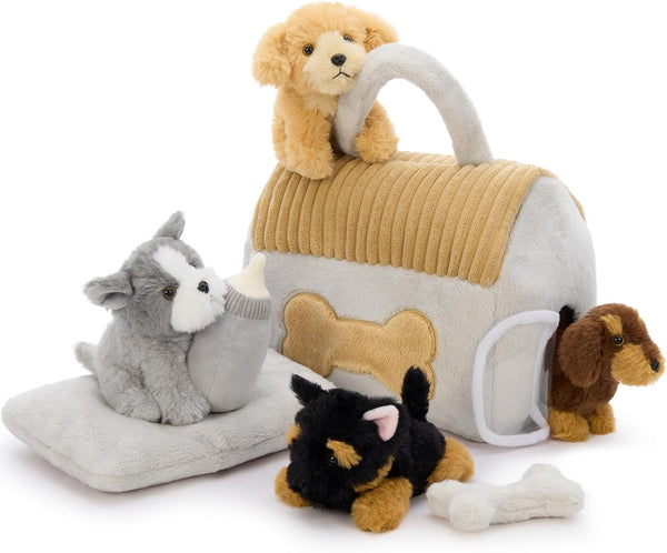 Muiteiur 8-Piece Dog House Plush Set, 9.8 Inch Plush Dog House Set