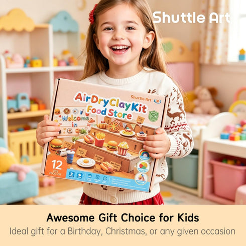 33 Shuttle Art Air Dry Clay for Kids - Food Store, PCS Modeling Clay Kit with Sculpting Tools and Tutorials, Safe