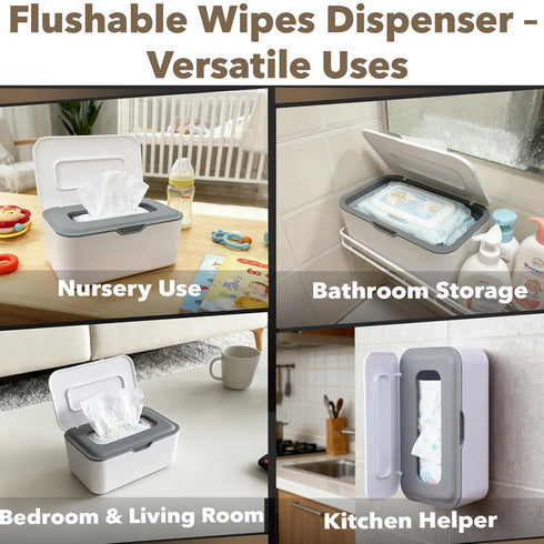 Stitokg Flushable Wipes Dispenser, Wipes Case Baby Wipe Holder Durable PP Material for Nursery & Home, Keeps Wipes