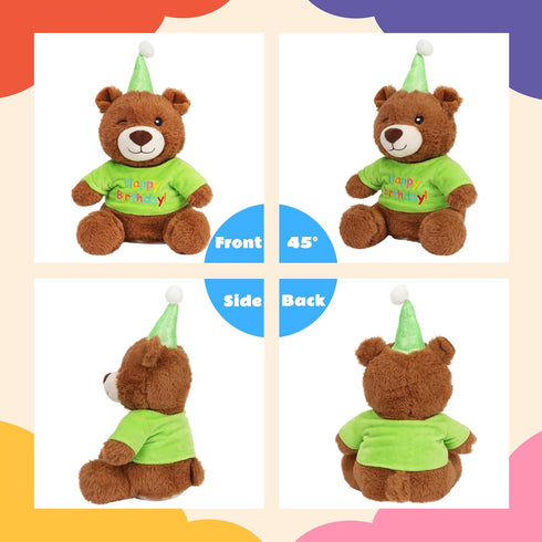 Cuteoy Happy Birthday Bear Musical Stuffed Animal Shaking Singing Dancing Plush Toy Electric Interactive Animated