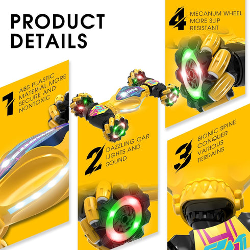 6-12, 2.4GHz 4WD Paaxido Gesture RC Car - Gesture Sensing RC Stunt Car Toys for Boys Girls Aged Hand-Controlled Remote