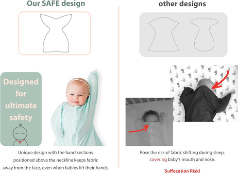 bebon Cozy 2-Way 95% 5% 4-8 Transition Swaddle - Baby Wearable Blanket - Sleep Sack, Wrap with Zipper - Bamboo Viscose