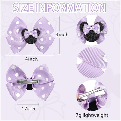 3 Pairs Mouse Ears Hair Bows Clips, Cute Toddler Hair Accessories for Women Girls, Birthday Party Favor