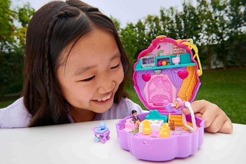 Polly Pocket Something Sweet Cupcake Compact Playset with 2 Micro Dolls & Accessories, Travel Toys with Surprises