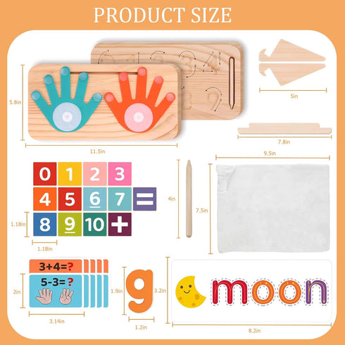 LXDHSRTA 3+ Counting Montessori Math & Spelling Learning Toys for Kids Years -Wooden Number Blocks, ABC Letter Matching