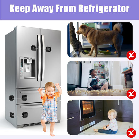 4PCS Self-Adhesive Refrigerator Lock Combination, Child Safety Locks for Kitchen Freezer Door with Password (Black)