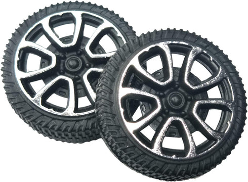 EUDAX 30mmx9mm Plastic Roll Toys Wheel and 2mm Dia Shaft Axles for DIY Toy RC Car Truck (100 Pcs)