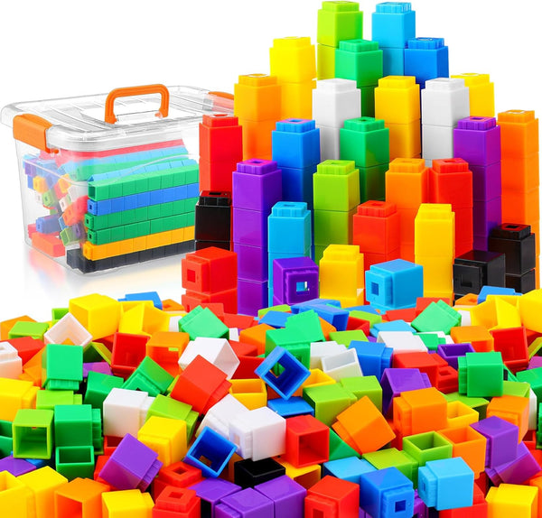 Jenaai 500 Pcs Math Learning Linking Cube, Colorful Counting Blocks with Storage Container for Educational Use