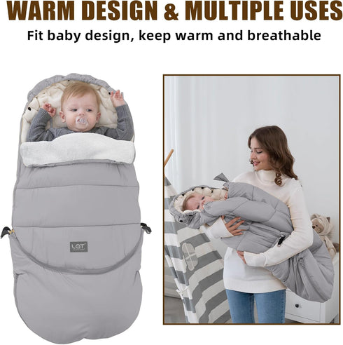 LAT Baby Warm Bunting Bag Universal,Extended and Removable,Stroller Sleeping Bag Cold Weather,Waterproof Toddler